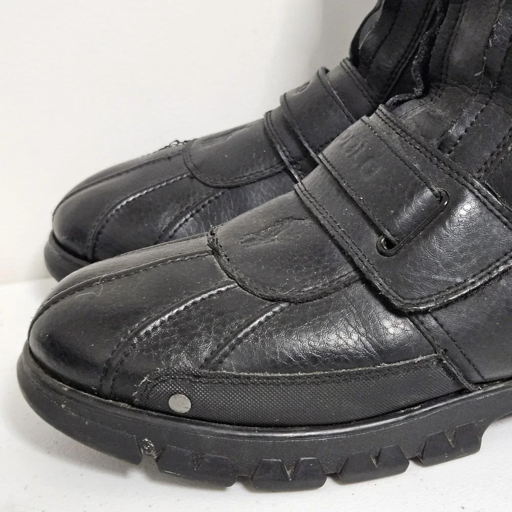 Polo Ralph Lauren Boots Mens 10.5 Black Darrance II Leather Dual Zip Duck Boots